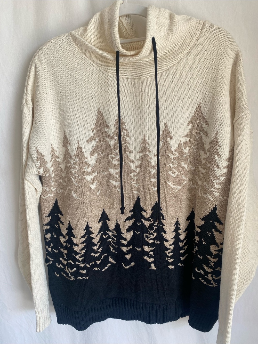 Cotton Country Forest Knit Cowl Neck Sweater Cabin Cottagecore Made in Canada - Picture 4 of 8